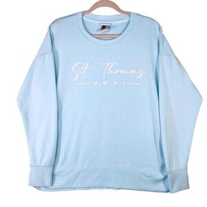 St. Thomas USVI Light Blue Graphic Sweatshirt Pullover Mens Medium Long Sleeve